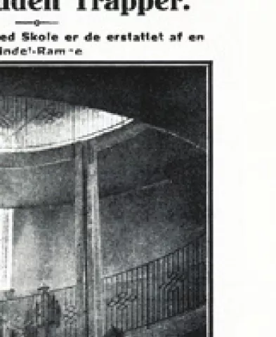 Skolen uden Trapper — avisartikel om vindelspiraltrappen